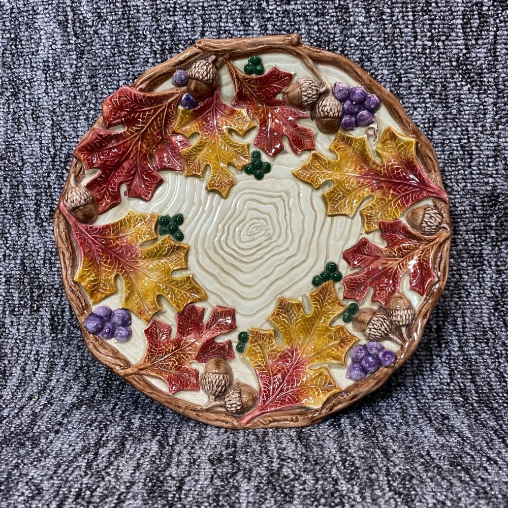 Vintage Fitz and Floyd Autumn Woods Plate 1994 Ceramic Fall Thanksgiving Decor
